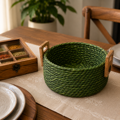 Handcrafted Sabai Grass AZO-Free Dyed 100% Natural Storage Box/Utility Box (H x L x B = 4 inch x 8 inch x 8 inch)