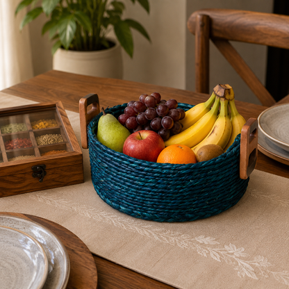 Handcrafted Sabai Grass AZO-Free Dyed 100% Natural Storage Box/Utility Box (H x L x B = 4 inch x 8 inch x 8 inch)