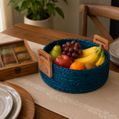 Handcrafted Sabai Grass AZO-Free Dyed 100% Natural Storage Box/Utility Box (H x L x B = 4 inch x 8 inch x 8 inch)