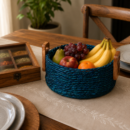Handcrafted Sabai Grass AZO-Free Dyed 100% Natural Storage Box/Utility Box (H x L x B = 4 inch x 8 inch x 8 inch)