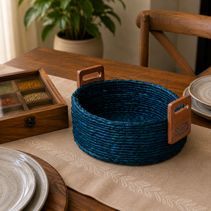 Handcrafted Sabai Grass AZO-Free Dyed 100% Natural Storage Box/Utility Box (H x L x B = 4 inch x 8 inch x 8 inch)