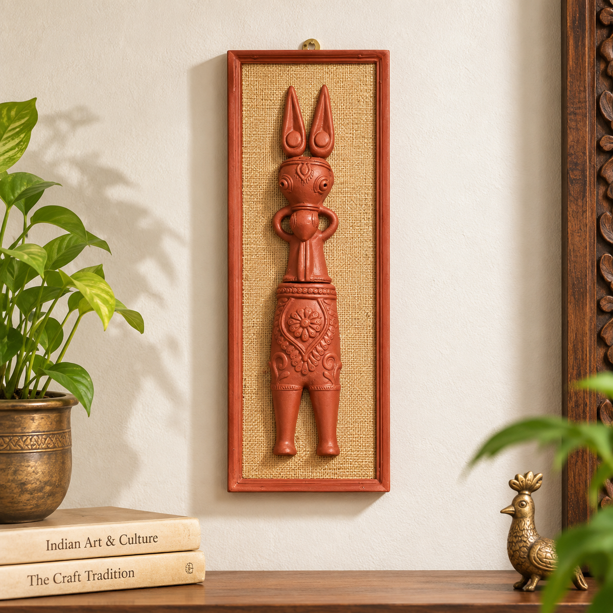 Terracotta Bankura Horse Wall Hanging T15 (H x W : 17 inch x 6 inch)