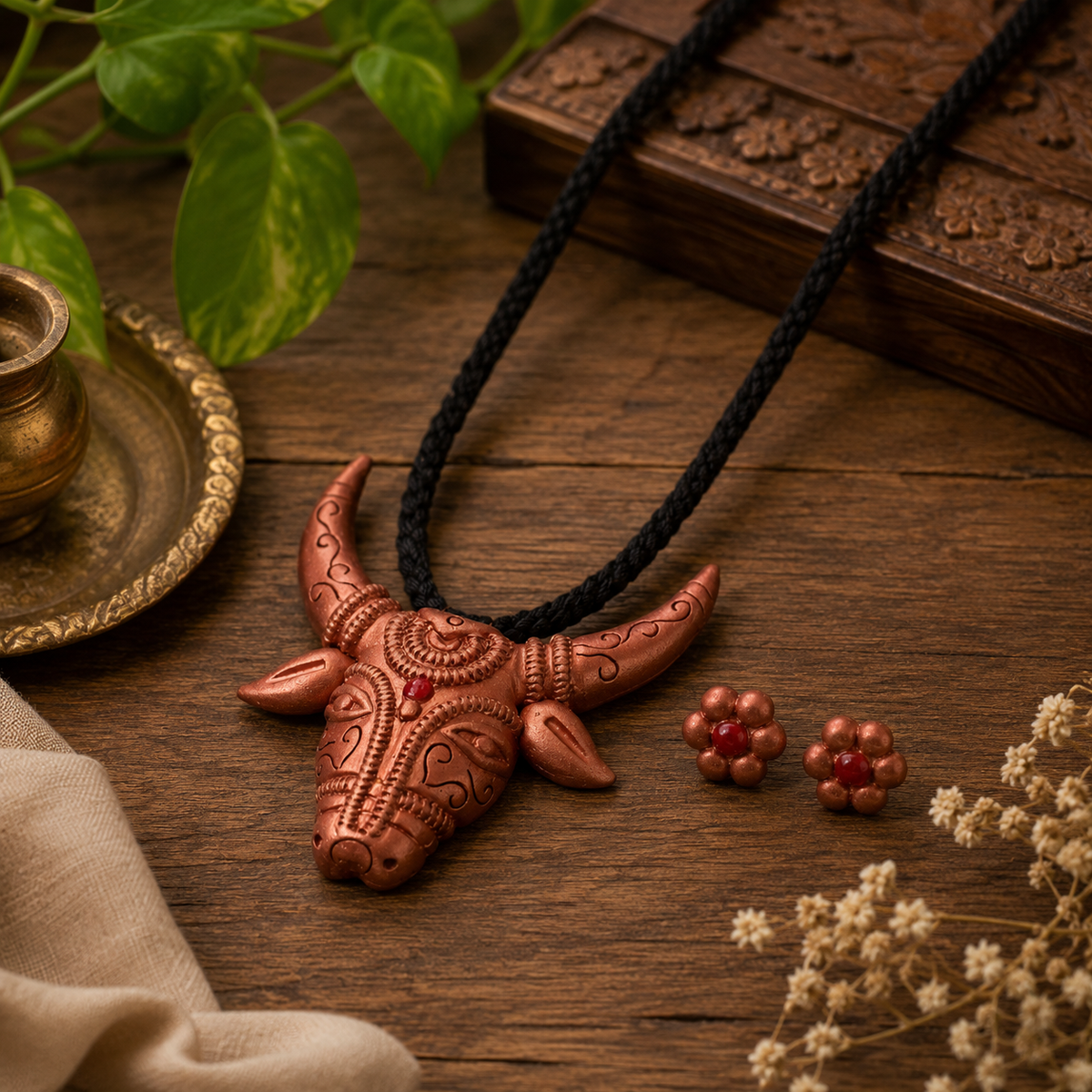 Handcrafted Terracotta Jewellery Set for Women | Indian Traditional Clay Necklace & Earrings | Ethnic Fashion Jewellery | TRN180