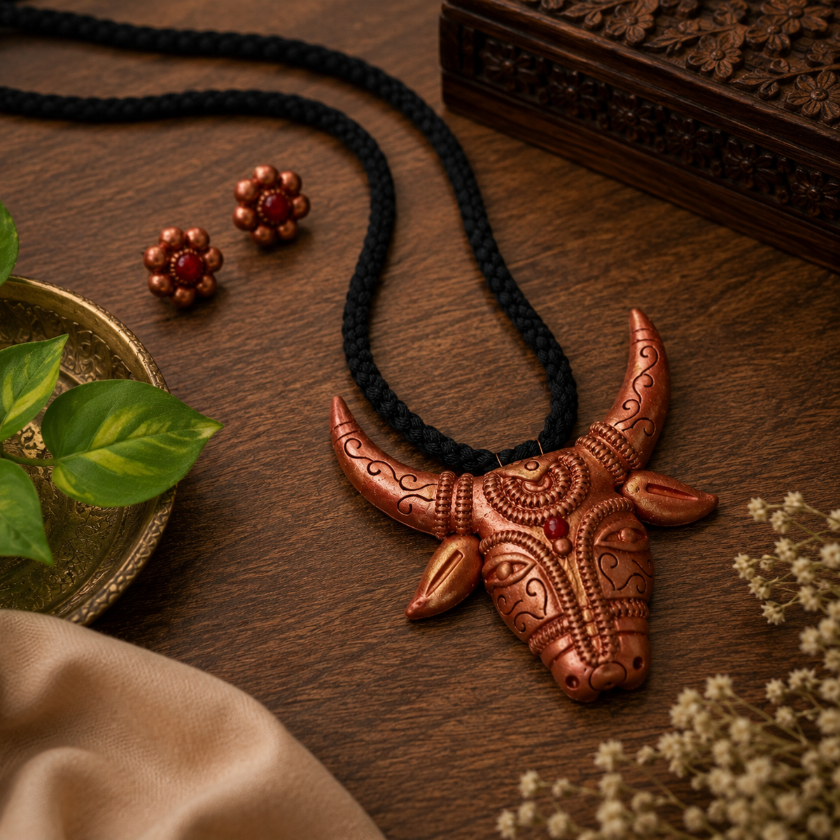 Handcrafted Terracotta Jewellery Set for Women | Indian Traditional Clay Necklace & Earrings | Ethnic Fashion Jewellery | TRN180