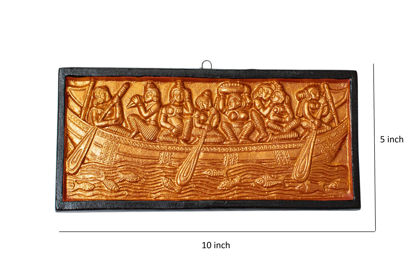 Handmade Terracotta Bankura Wall Hanging Tile in Black & Bronze color| Traditional Indian Wall Décor | T20 | 10 x 5 Inch