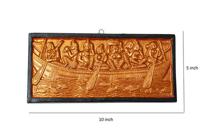 Handmade Terracotta Bankura Wall Hanging Tile in Black & Bronze color| Traditional Indian Wall Décor | T20 | 10 x 5 Inch