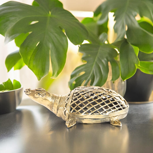 Dokra Art Brass Metal Medium Size Turtle Vastu Showpiece || D22