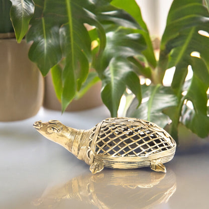 Dokra Art Brass Metal Medium Size Turtle Vastu Showpiece || D22