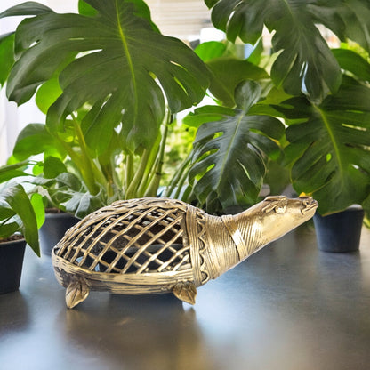 Dokra Art Brass Metal Medium Size Turtle Vastu Showpiece || D22