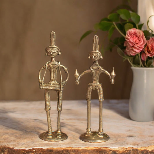Dhokra Brass Metal Tribal Art Musician (Set of 2) || D24