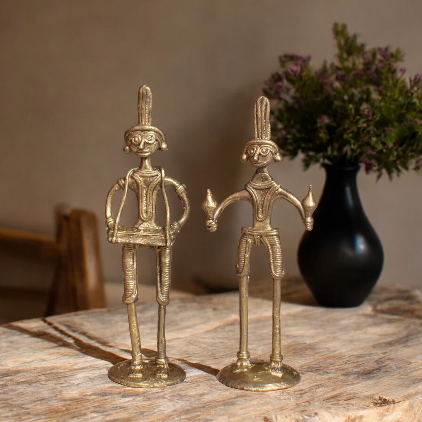 Dhokra Brass Metal Tribal Art Musician (Set of 2) || D24