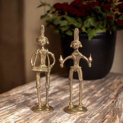 Dhokra Brass Metal Tribal Art Musician (Set of 2) || D24