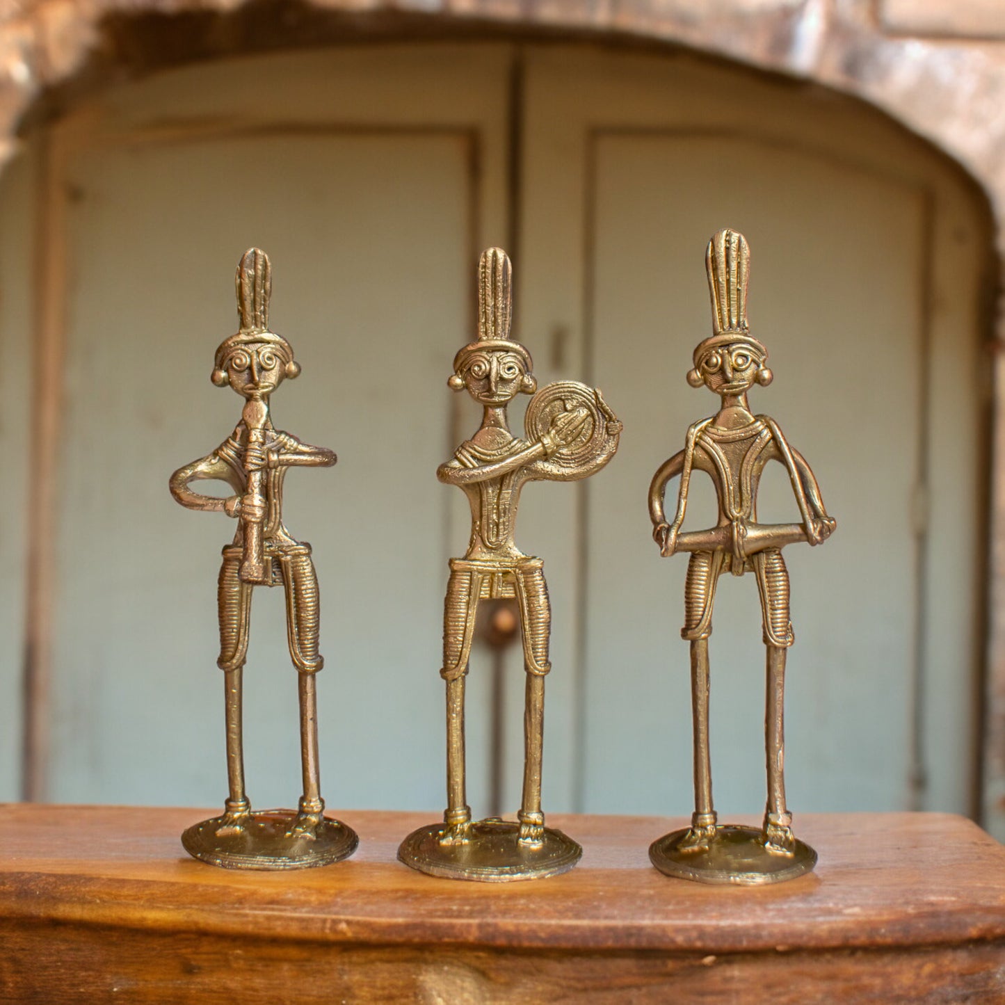Dhokra Art Brass Metal Tribal Art Musician (Set of 3) || D25