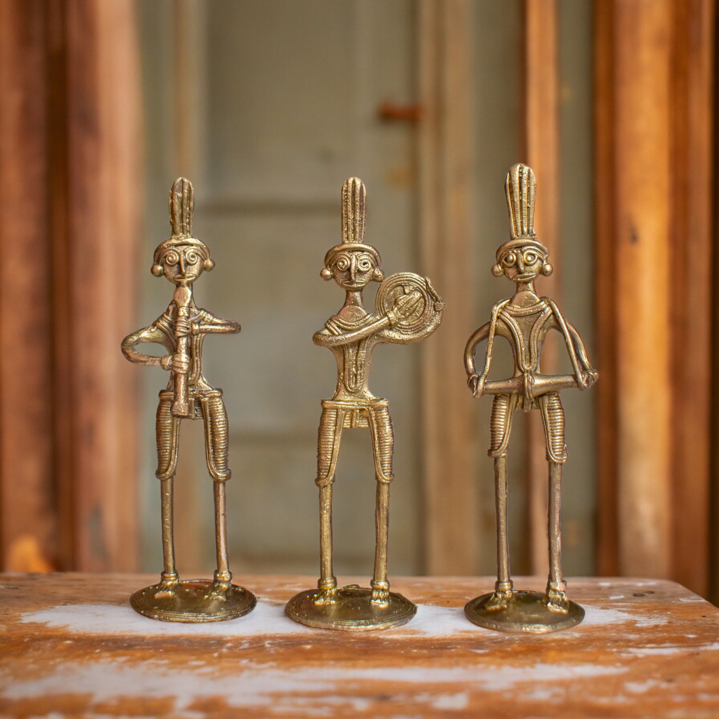 Dhokra Art Brass Metal Tribal Art Musician (Set of 3) || D25