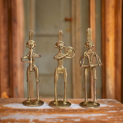 Dhokra Art Brass Metal Tribal Art Musician (Set of 3) || D25