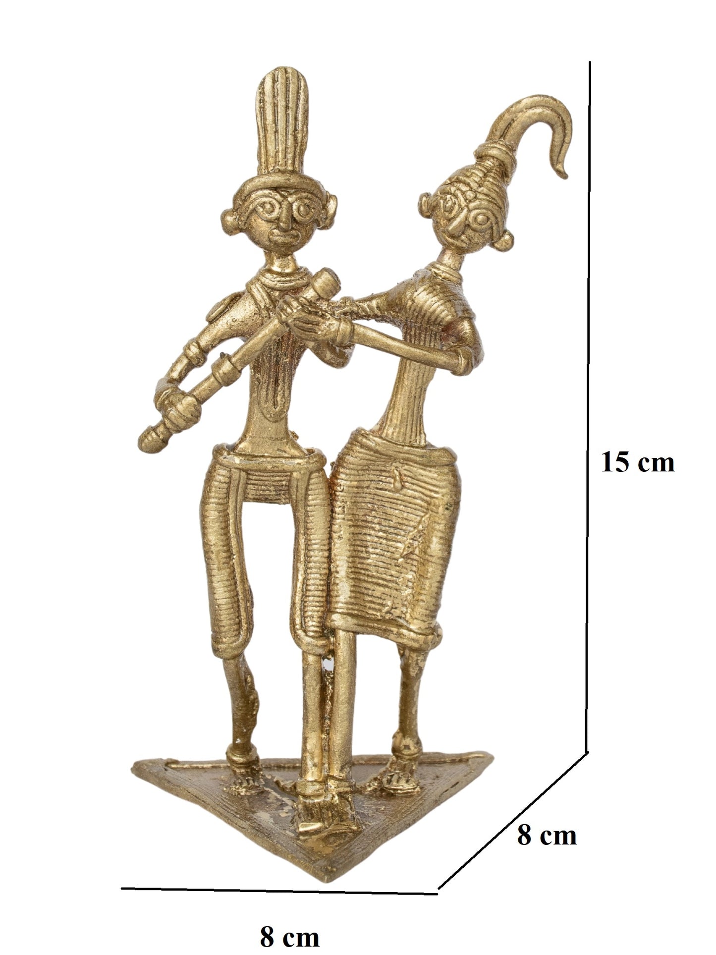 Dhokra Brass Metal Tribal Couple Dancer || 6 inch || D40