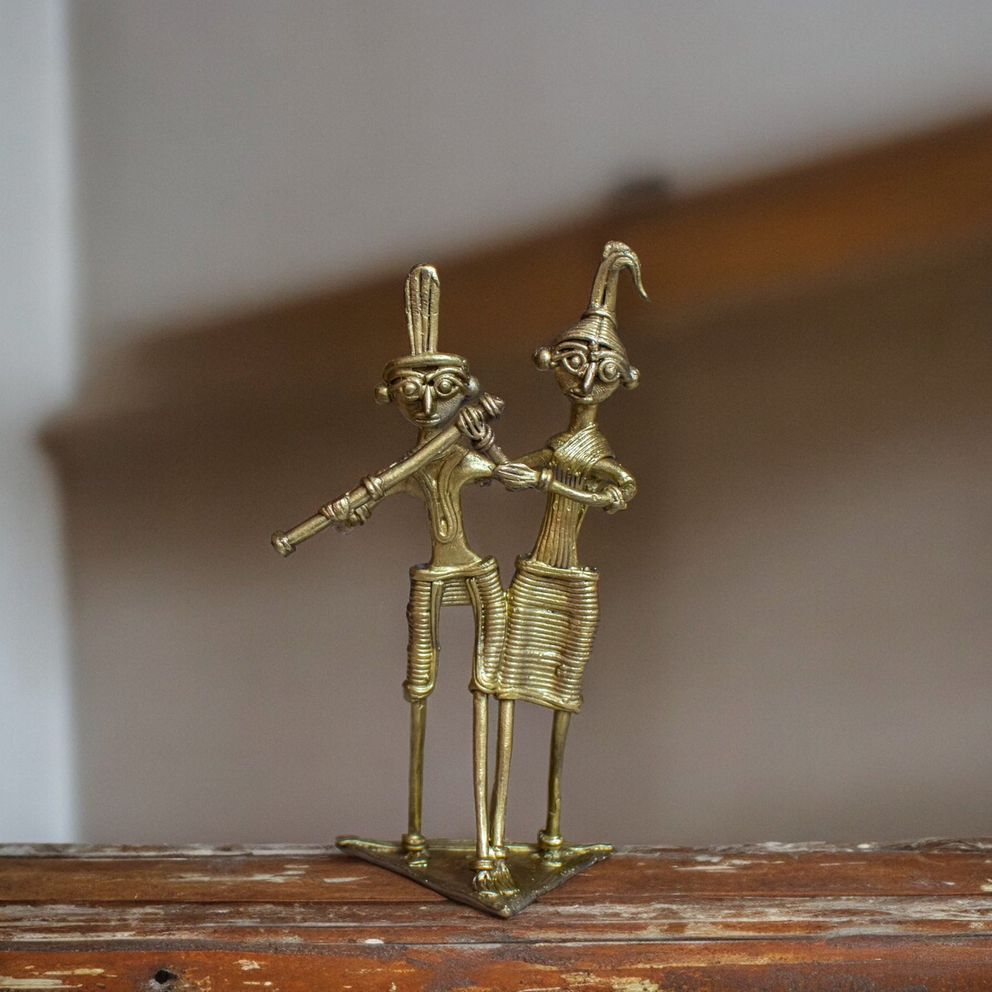 Dhokra Brass Metal Tribal Couple Dancer || 6 inch || D40