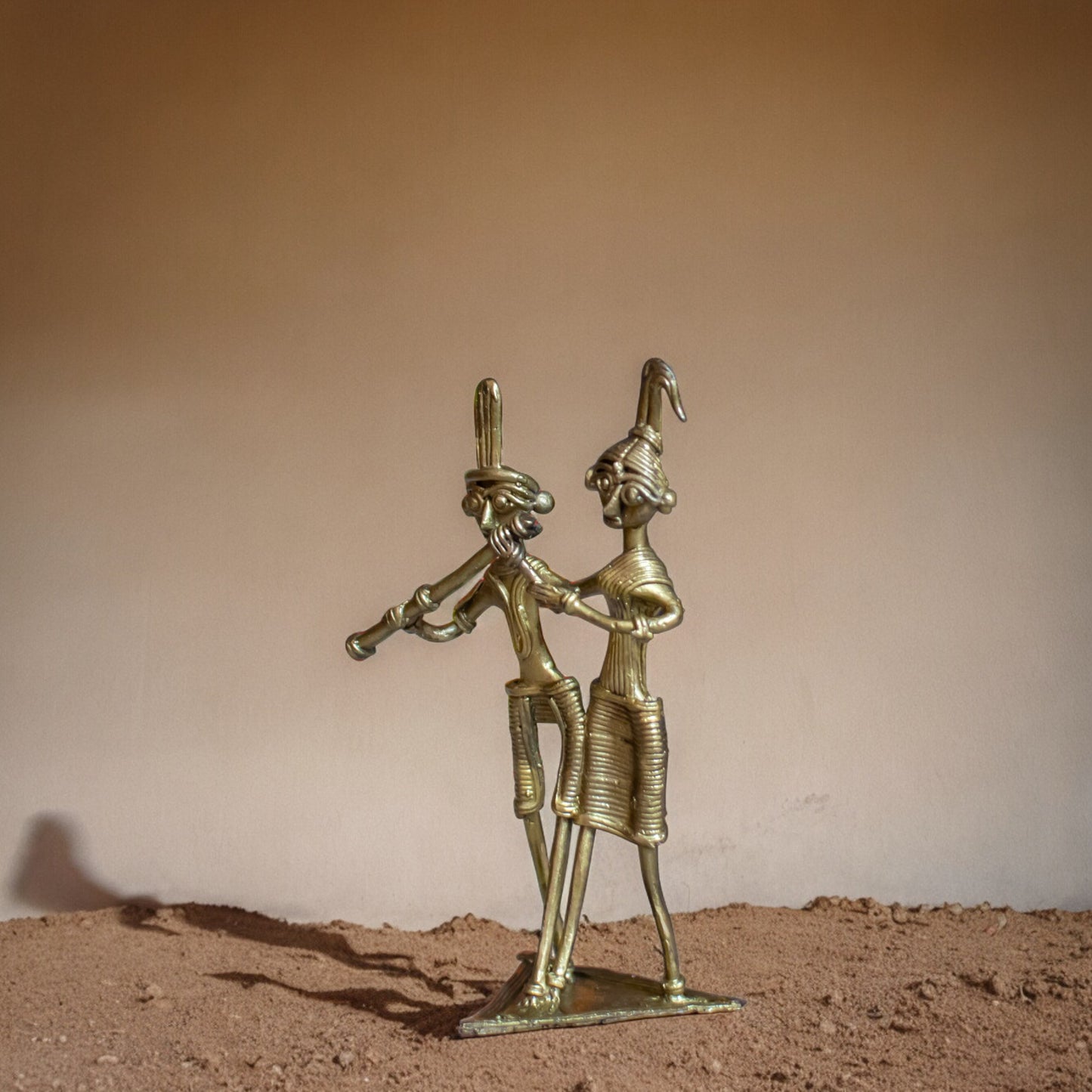 Dhokra Brass Metal Tribal Couple Dancer || 6 inch || D40
