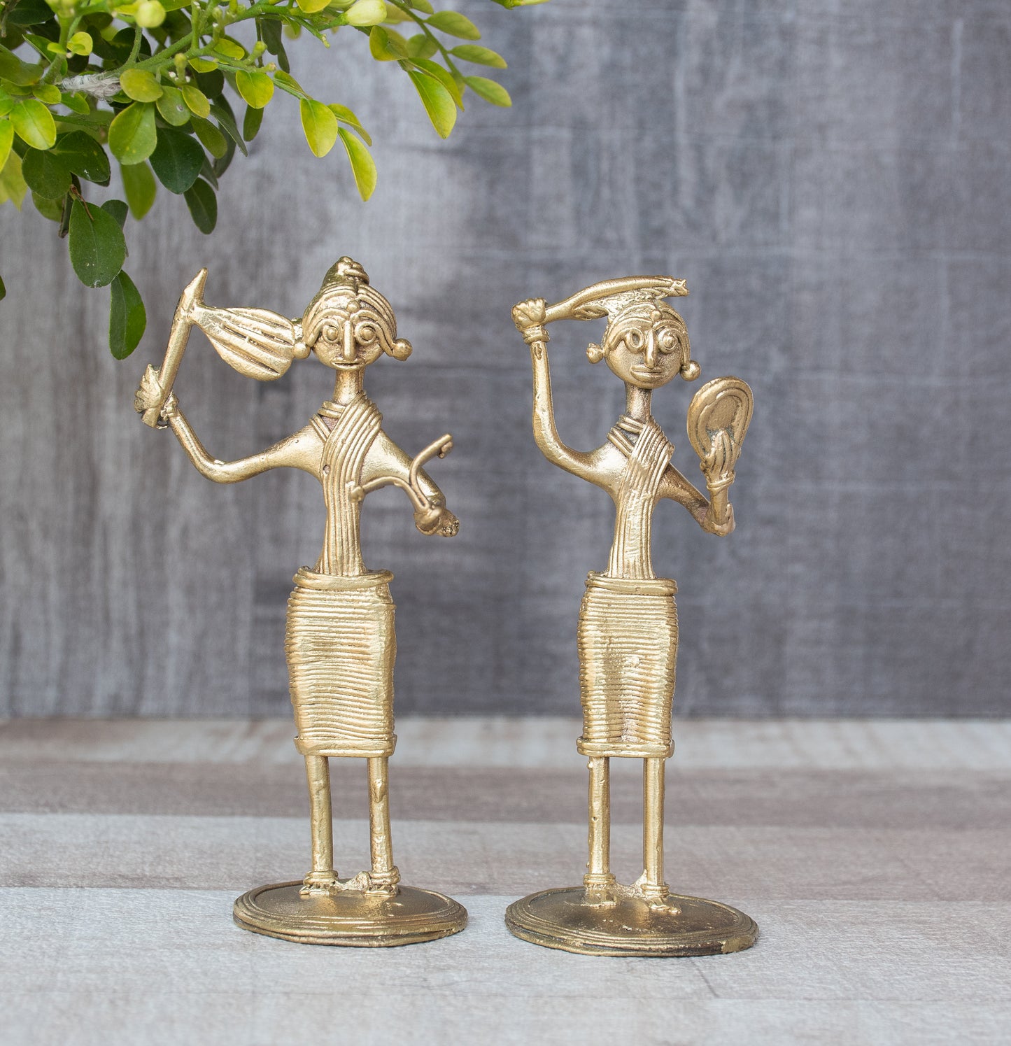 Dhokra Brass Metal Tribal Women (Set of 2) || 6 inch || D42
