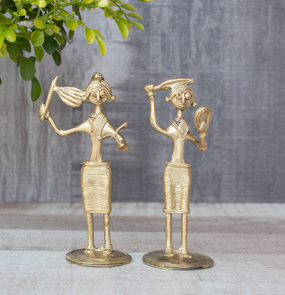 Dhokra Brass Metal Tribal Women (Set of 2) || 6 inch || D42