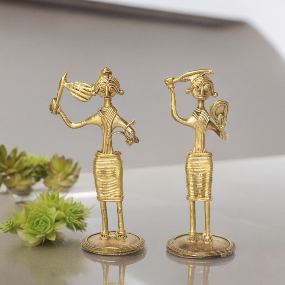 Dhokra Brass Metal Tribal Women (Set of 2) || 6 inch || D42