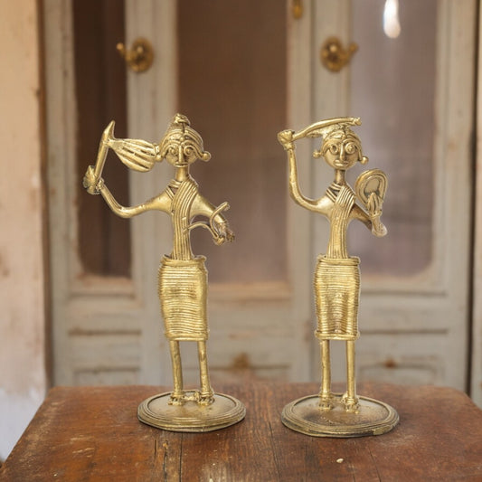 Dhokra Brass Metal Tribal Women (Set of 2) || 6 inch || D42