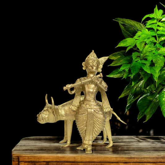 Dhokra Art Brass Metal Krishna || 5.5 inch || D45