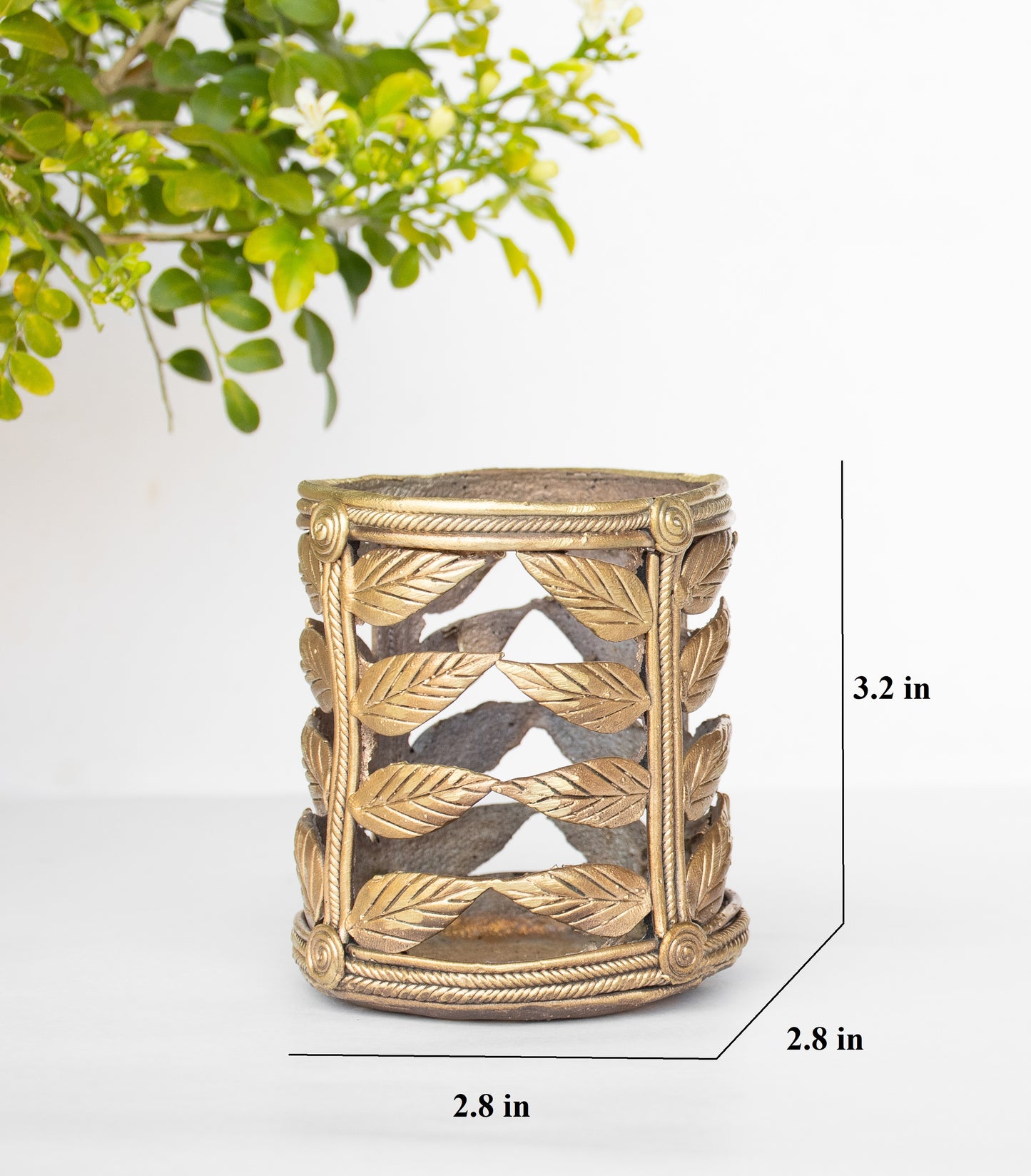Dhokra Art Brass Metal Handcrafted Pen Stand || D47PS