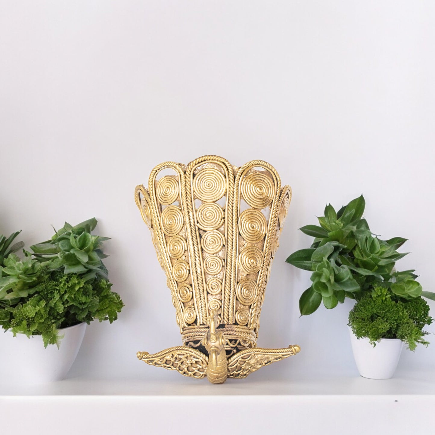 Dhokra Art Brass Metal Handcrafted Peacock Wall Mount Pen Stand || D48