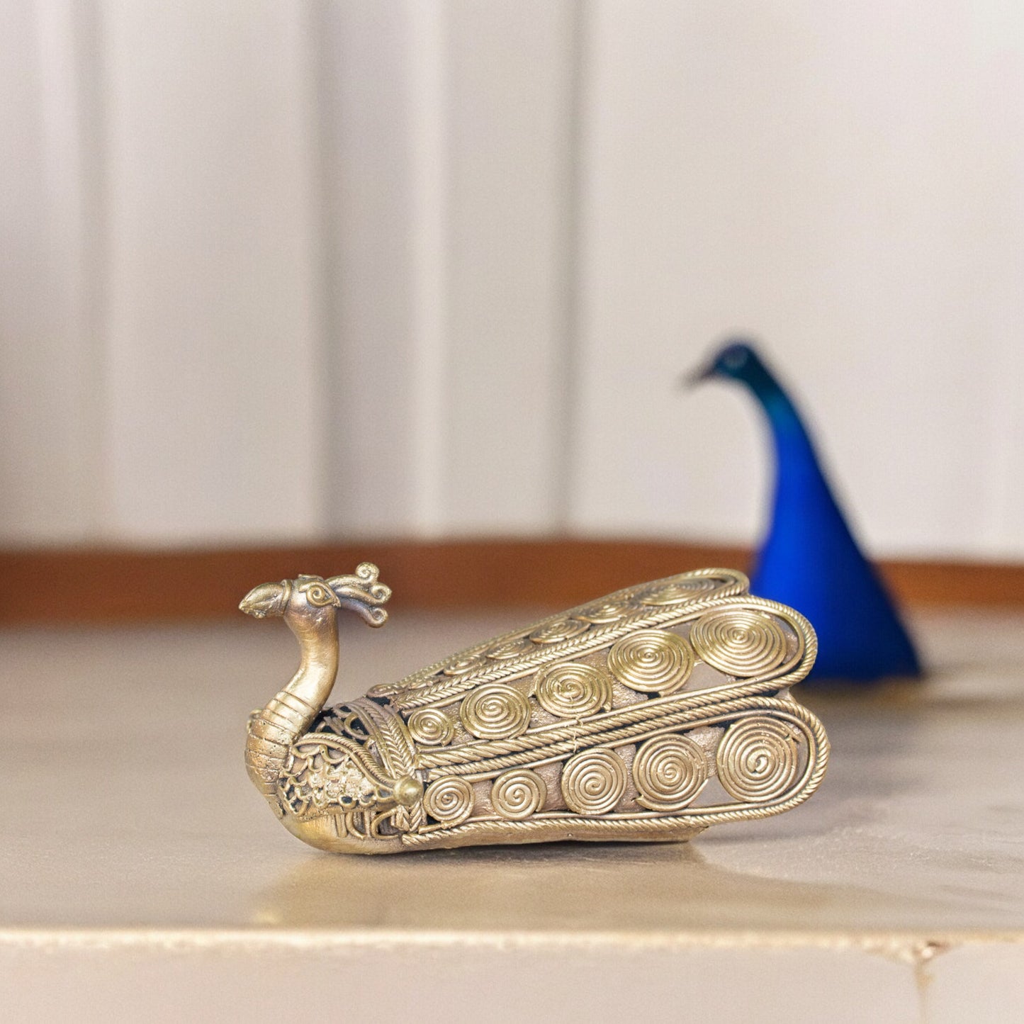 Dhokra Art Brass Metal Handcrafted Peacock Wall Mount Pen Stand || D48