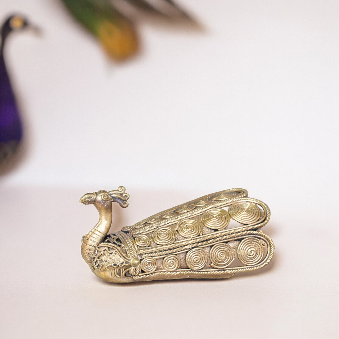 Dhokra Art Brass Metal Handcrafted Peacock Wall Mount Pen Stand || D48