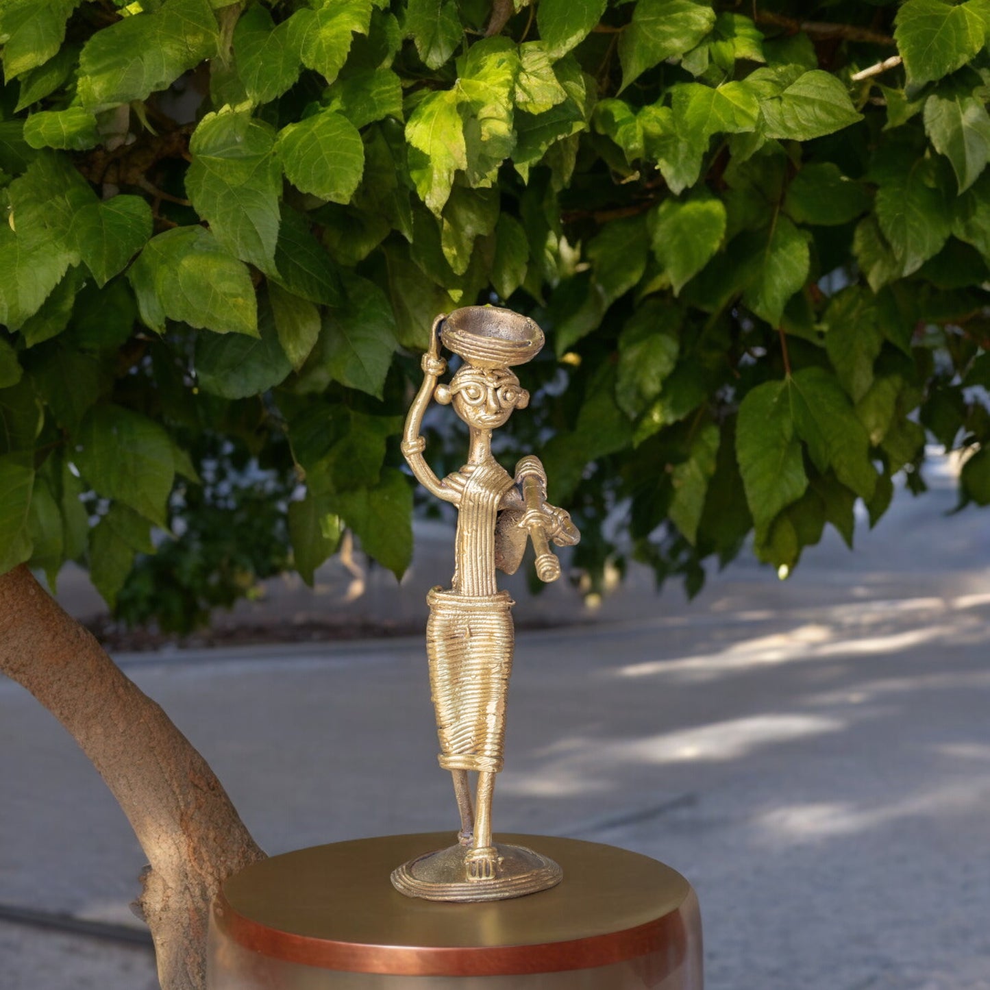 Dhokra Art Brass Metal Tribal Farmer Woman for Home Decor || 6 inch || D55
