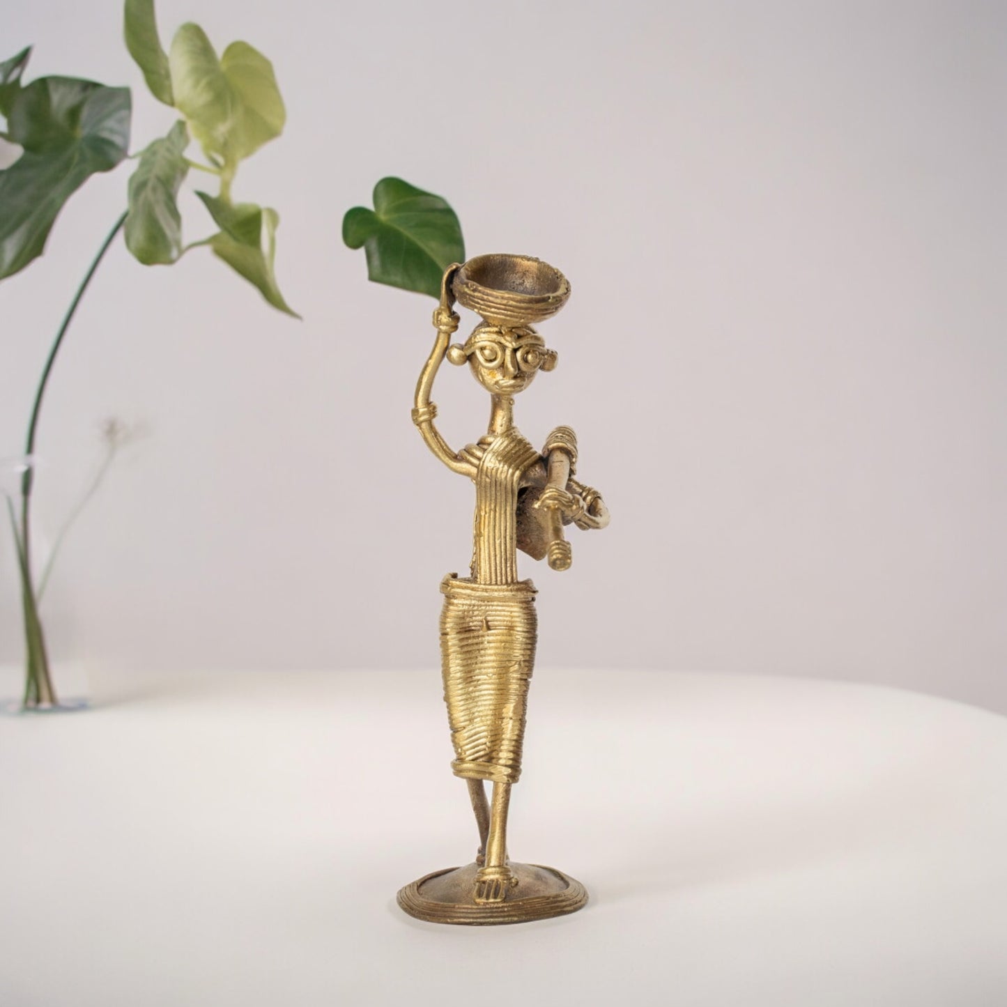 Dhokra Art Brass Metal Tribal Farmer Woman for Home Decor || 6 inch || D55