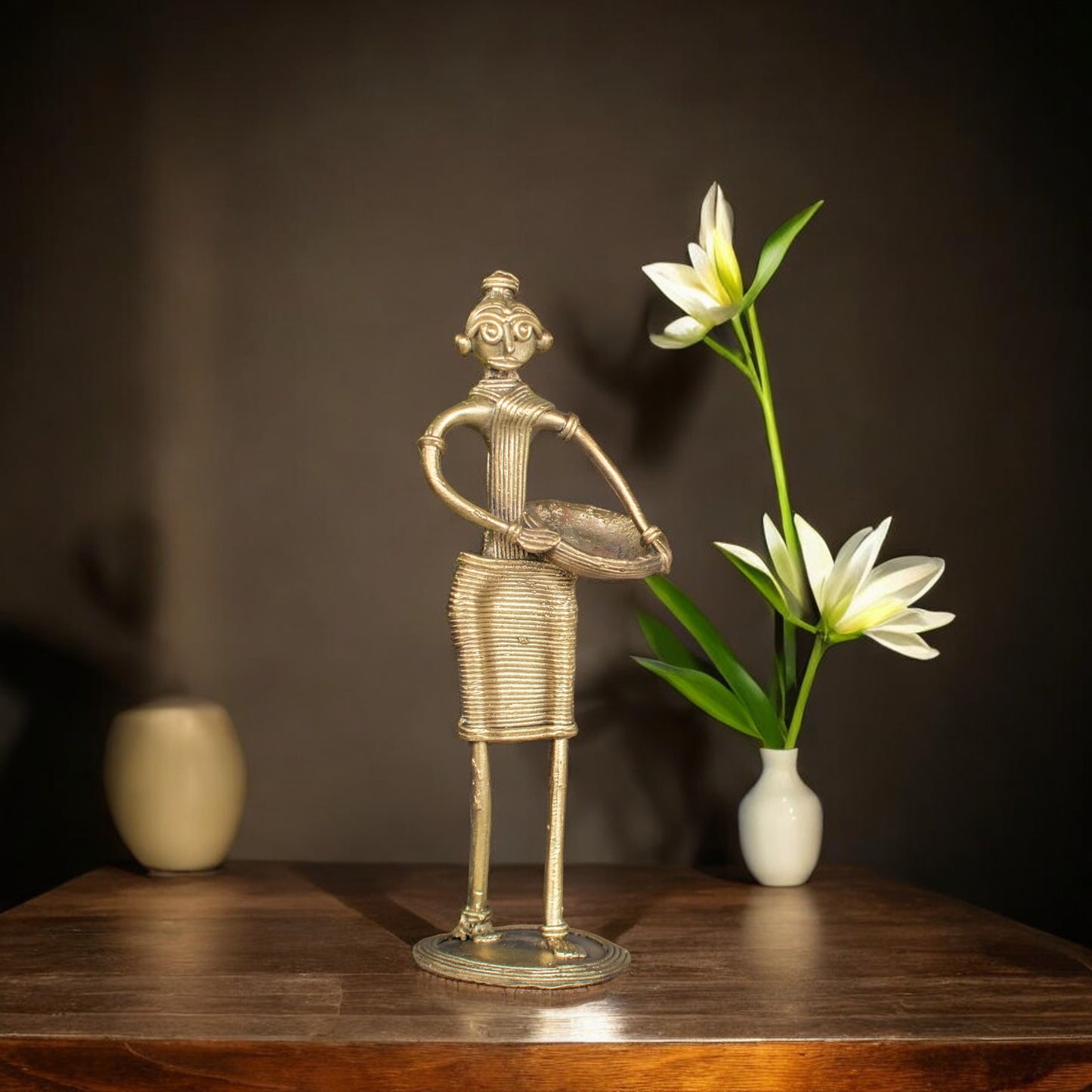 Dhokra Art Brass Metal Tribal Woman Home Decor || D81