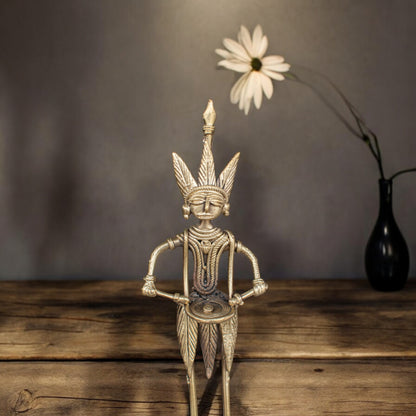Dhokra Art Brass Metal Tribal Musician Man Home Decor || D82