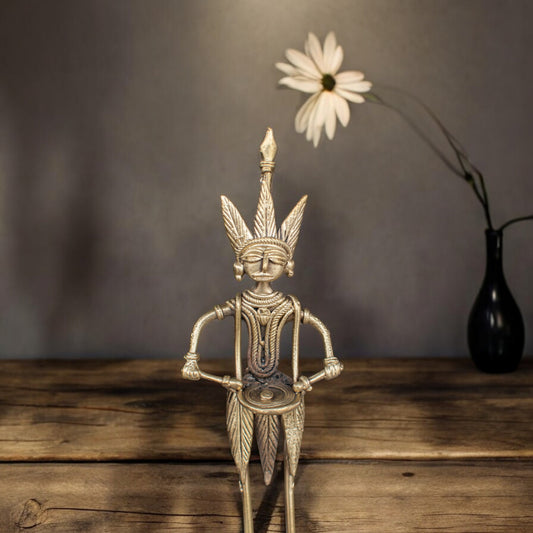 Dhokra Art Brass Metal Tribal Musician Man Home Decor || D82