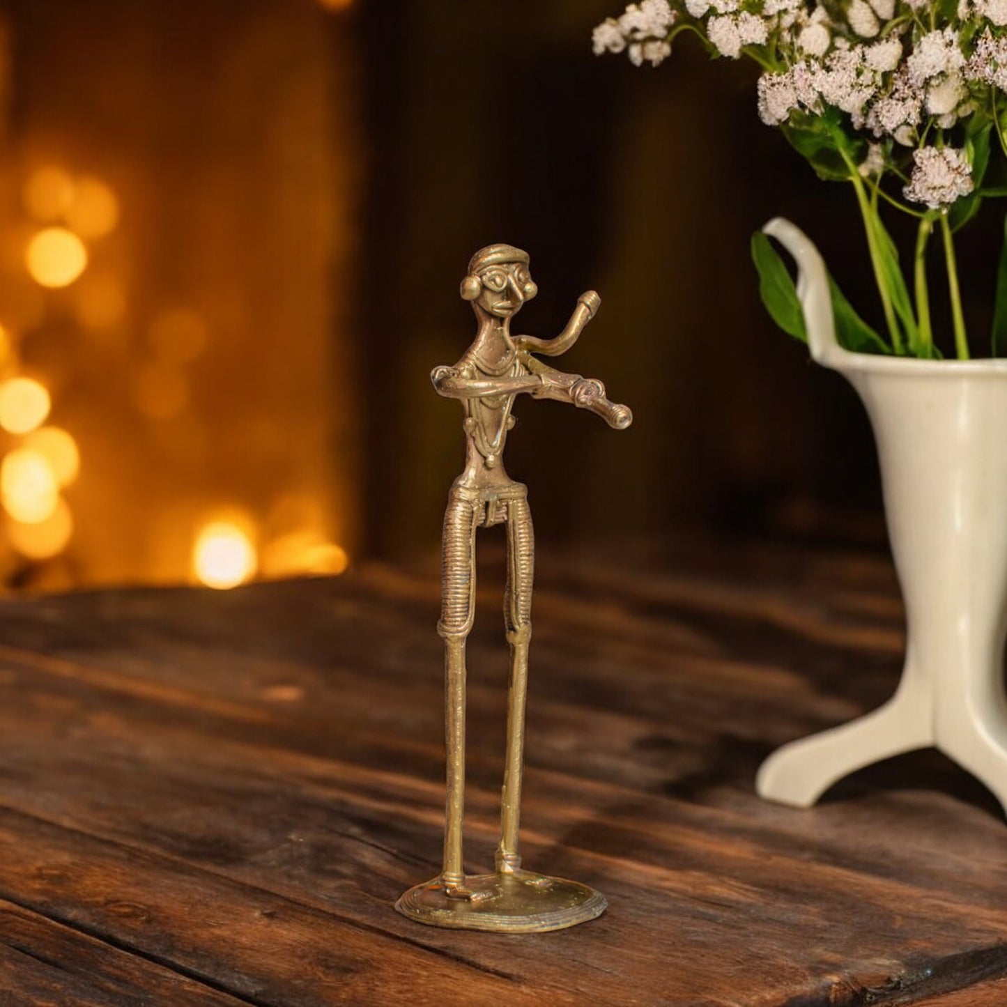 Dhokra Art Brass Metal Farmer carry plow on shoulder for Home Decor || D83
