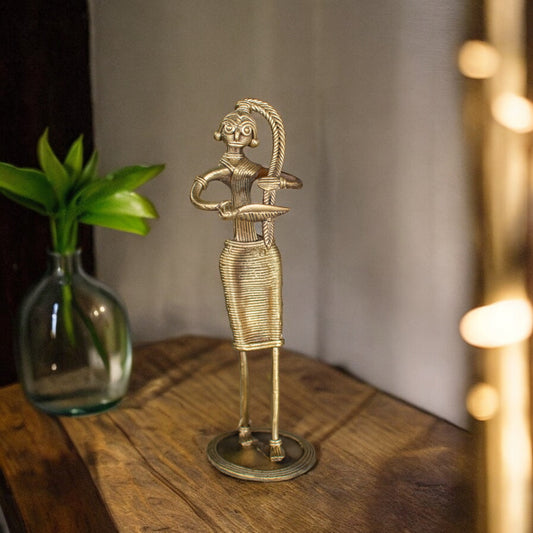 Dhokra Art Brass Metal Women Combing Hair Home Decor|| D84