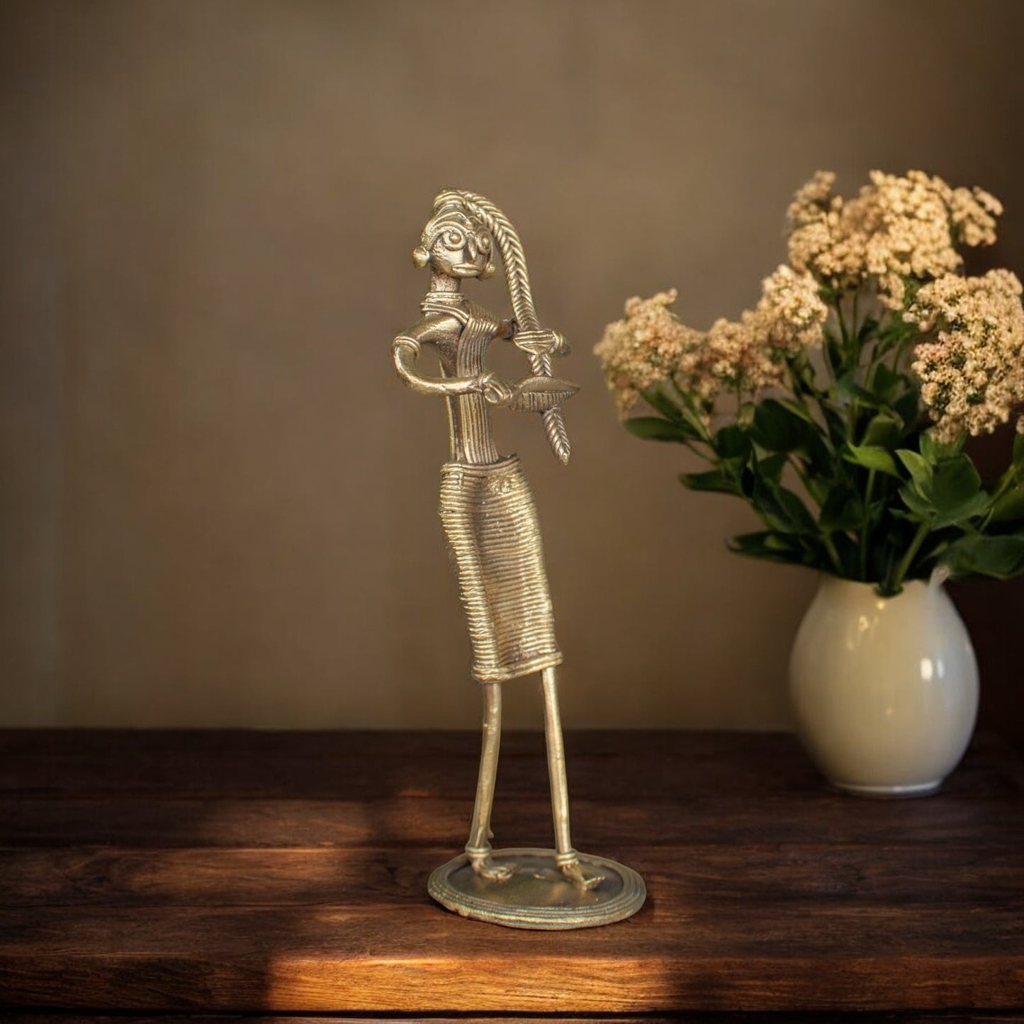 Dhokra Art Brass Metal Women Combing Hair Home Decor|| D84