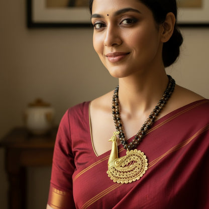 Handcrafted Dhokra Art Brass Metal Jewellery with Glass Beads for Women D83
