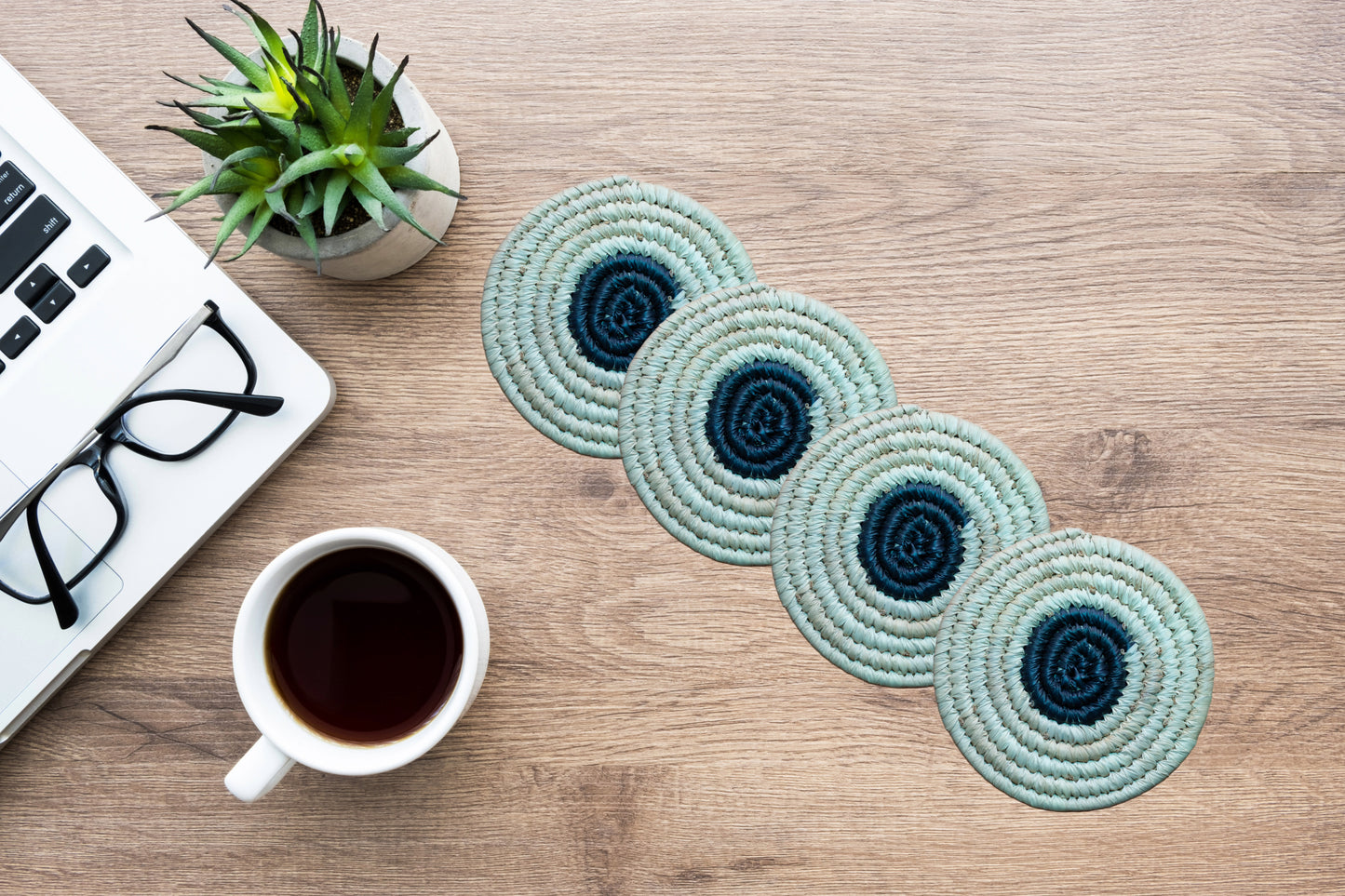 Handmade Sabai Grass Coasters (Set of 4) || Diameter 4"