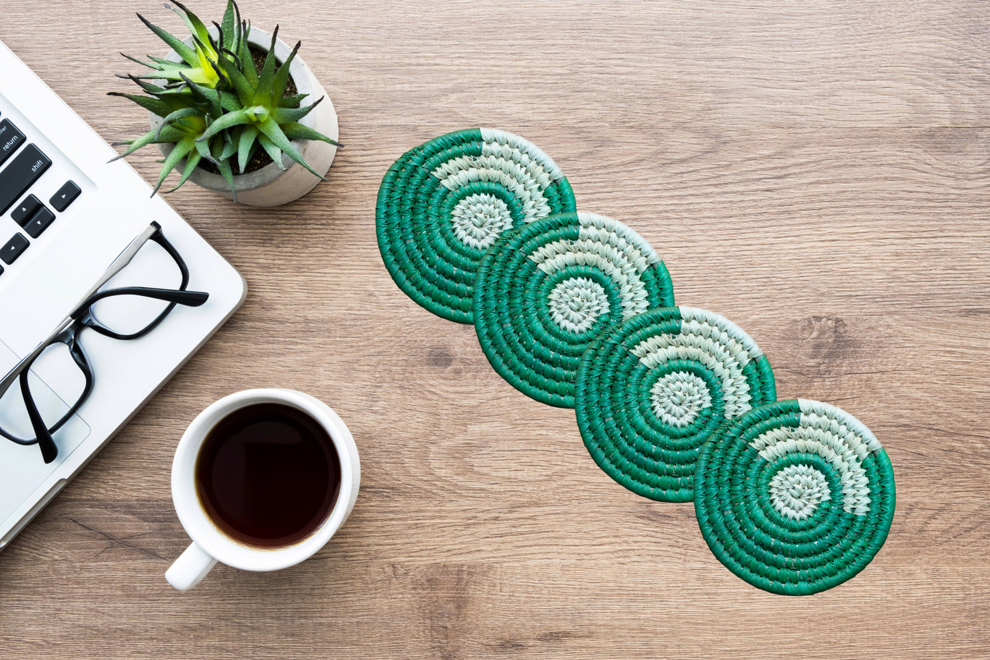 Handmade Sabai Grass Coasters (Set of 4) || Diameter 4"