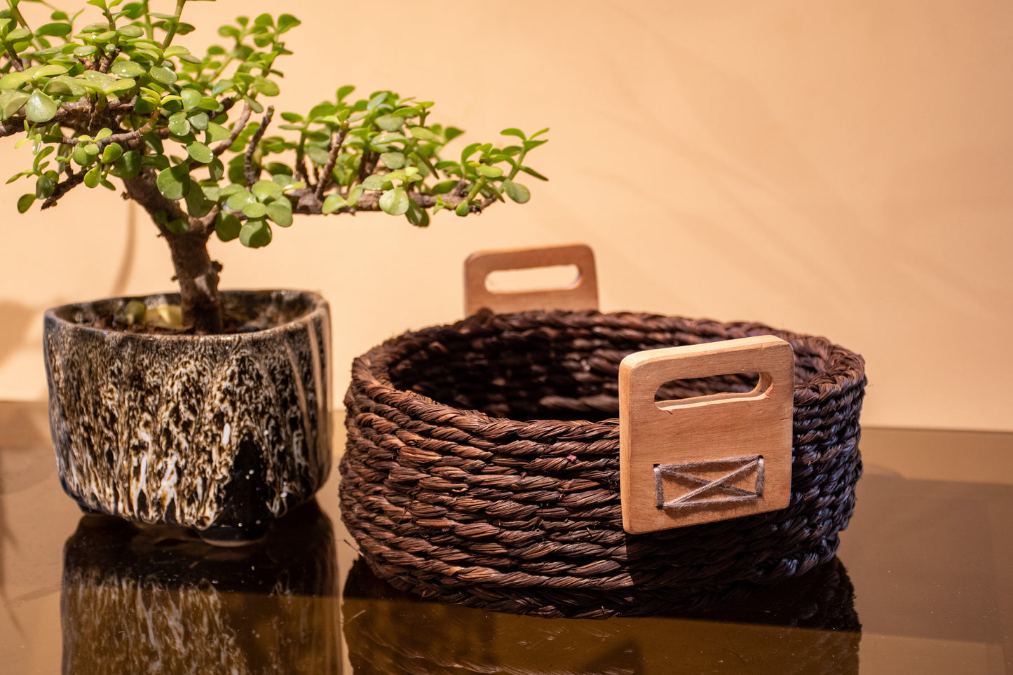 Handcrafted Sabai Grass AZO-Free Dyed 100% Natural Storage Box/Utility Box (H x L x B = 4 inch x 8 inch x 8 inch)