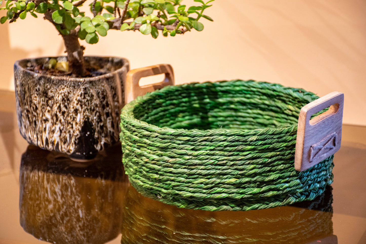 Handcrafted Sabai Grass AZO-Free Dyed 100% Natural Storage Box/Utility Box (H x L x B = 4 inch x 8 inch x 8 inch)