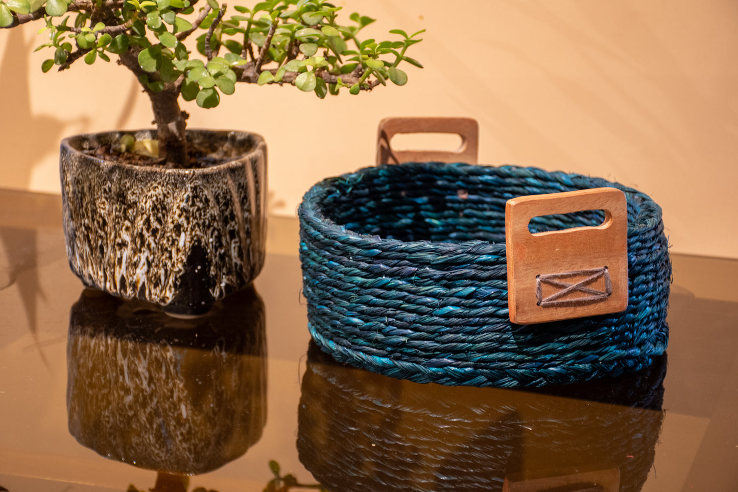 Handcrafted Sabai Grass AZO-Free Dyed 100% Natural Storage Box/Utility Box (H x L x B = 4 inch x 8 inch x 8 inch)