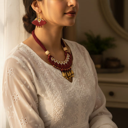 Handmade Terracotta Jewelry Set for Woman TRN107