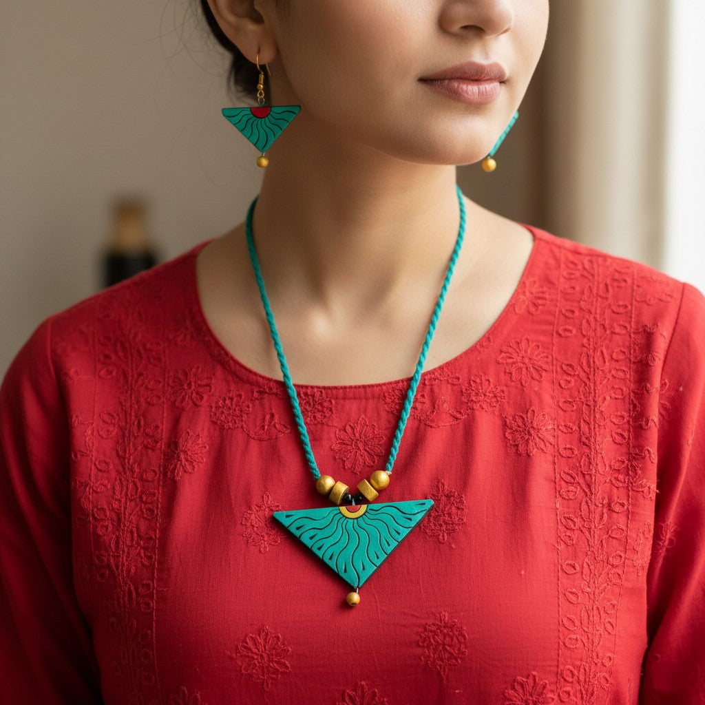 Handmade Terracotta Jewelry Set TRN132