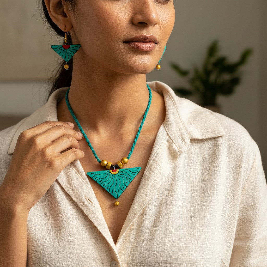 Handmade Terracotta Jewelry Set TRN132