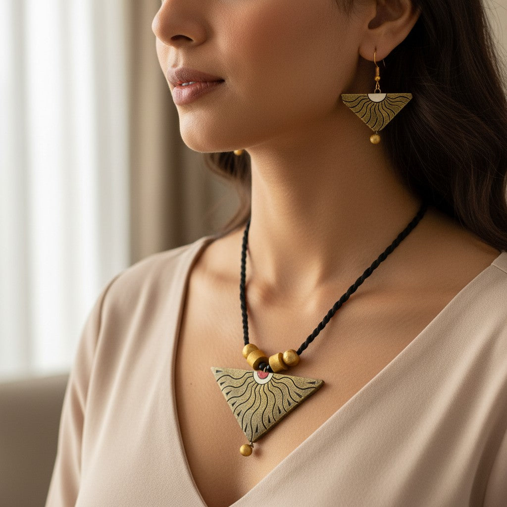 Handmade Terracotta Jewelry Set TRN132