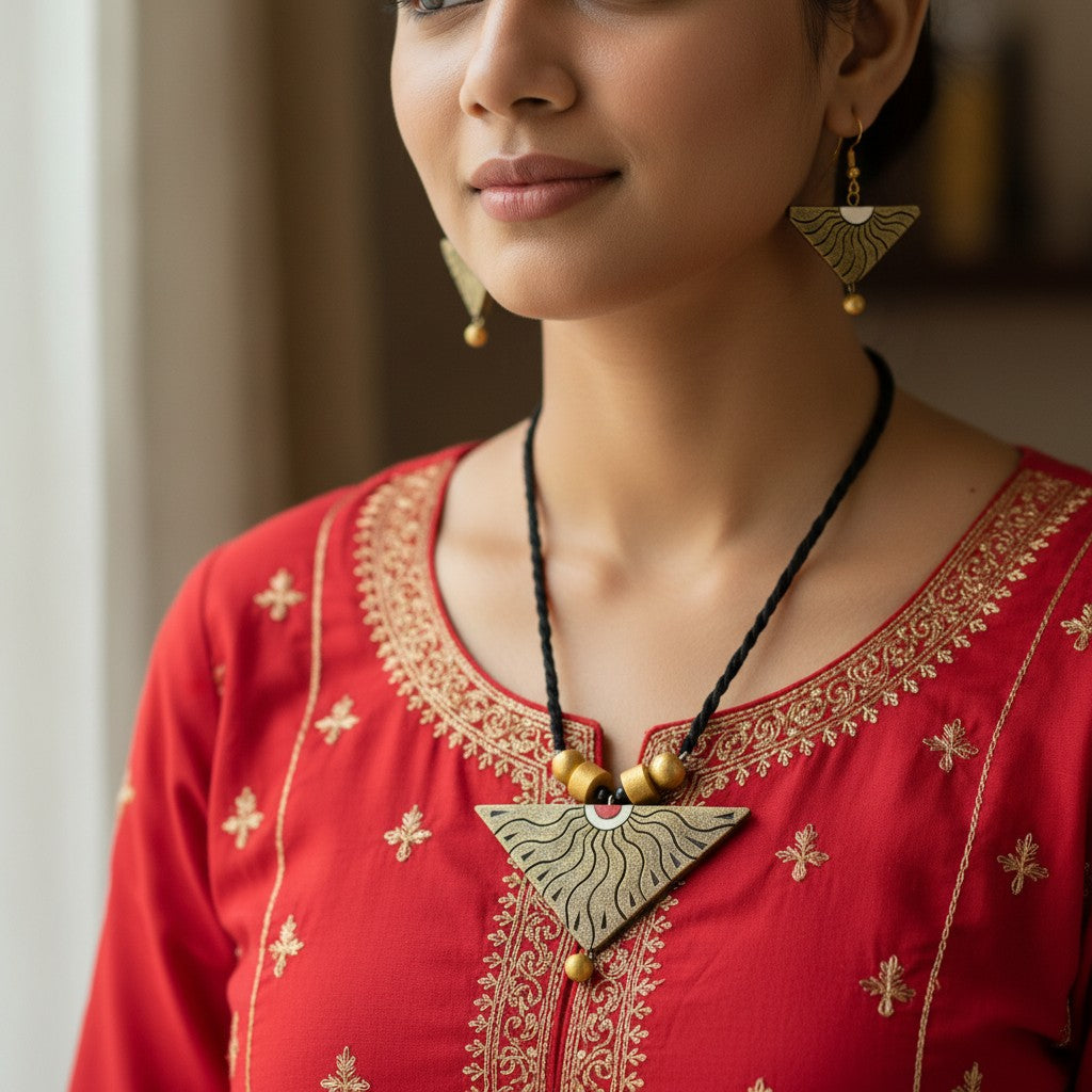 Handmade Terracotta Jewelry Set TRN132